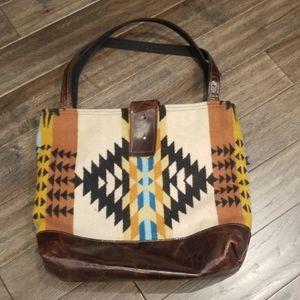 Handmade Aztec and leather tote